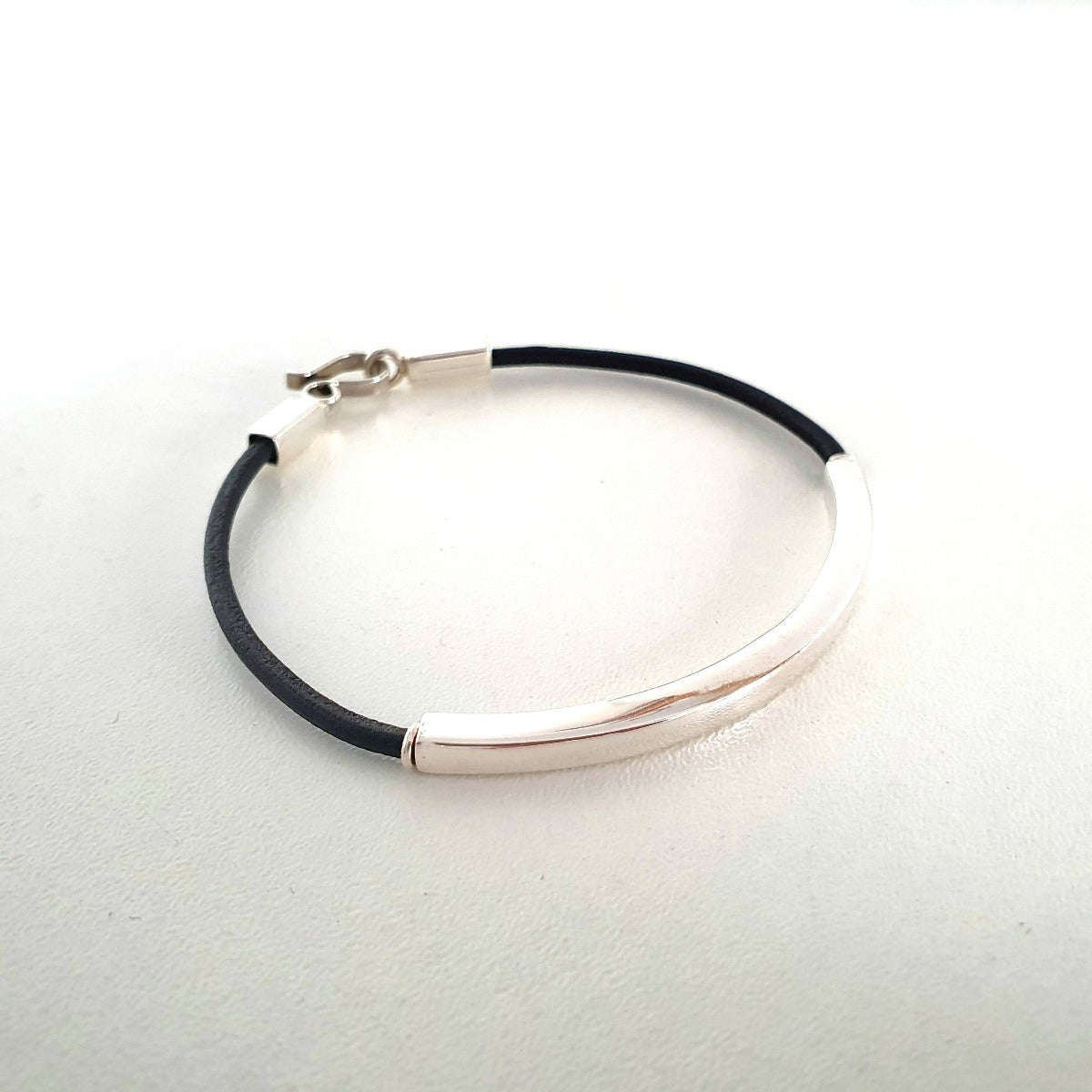 Bracelet Homme en argent et cuir "Paul"