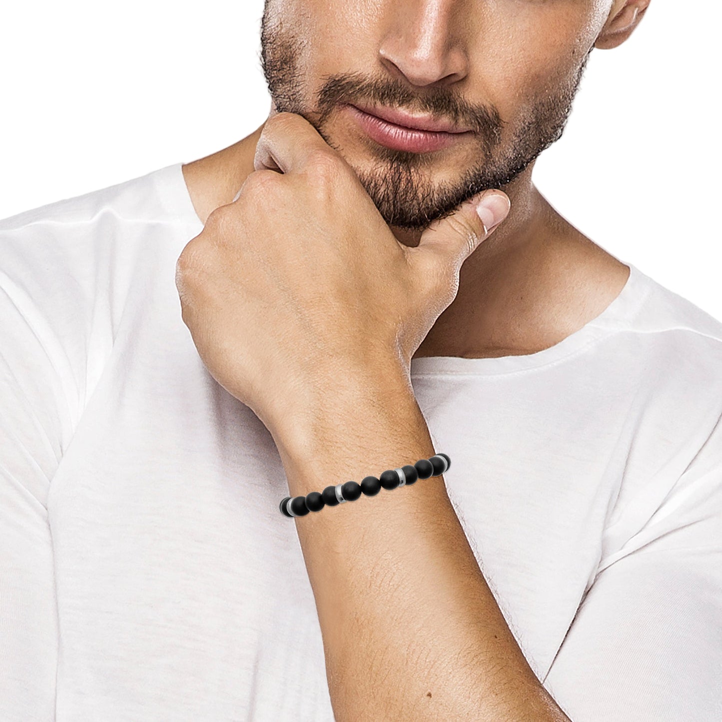 Bracelet Louis pour homme Onyx Noir Mat porté - Gris Bijoux collection
Bracelet en pierre naturelle Onyx Noir Mat
Pierre de protection et d'ancrage
Monté sur un fil élastique résistant
Détails argentés en acier inoxydable
Bracelet pour homme
Bijou pour homme
Idée cadeau homme, cadeau Noël , cadeau Saint Valentin pour homme , cadeau fête des pères