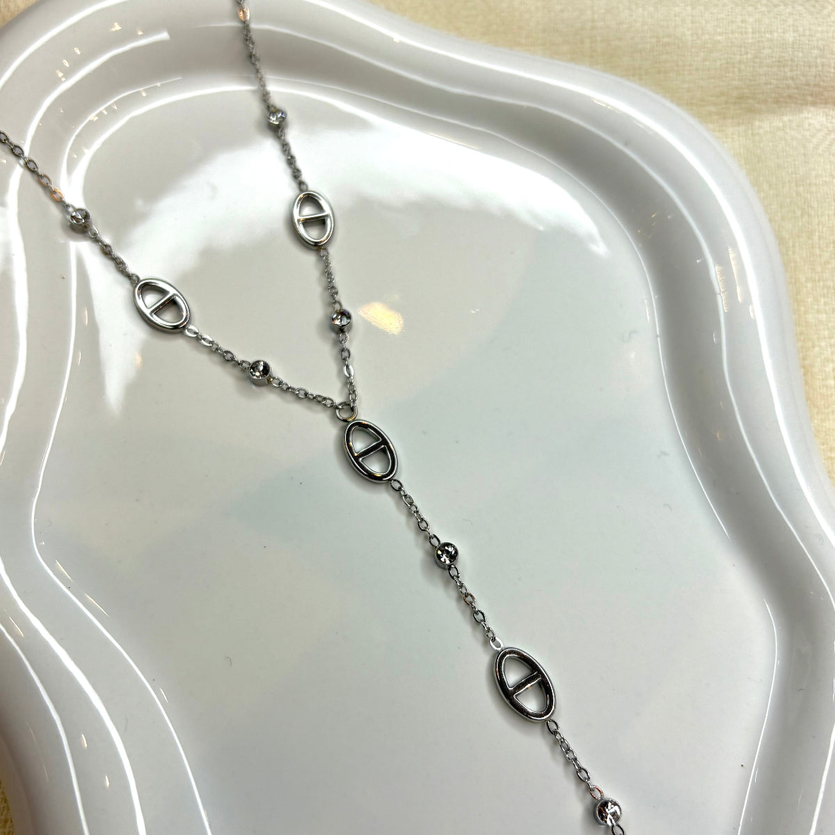 collier maille marine en y acier inoxydable