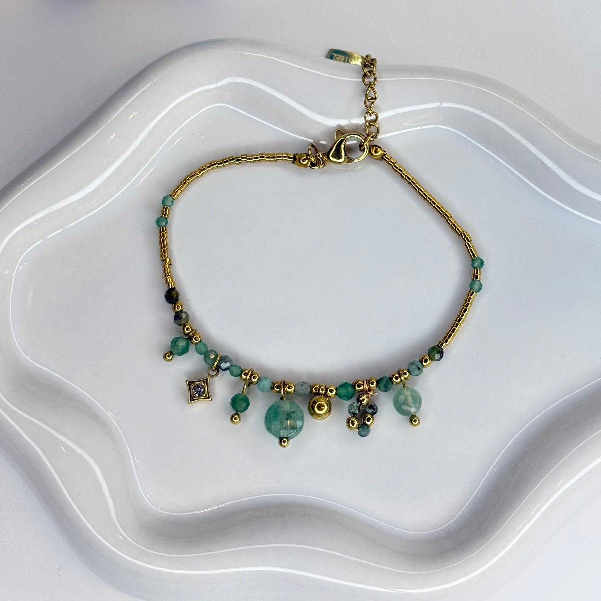 bracelet aventurine et acier inoxydable