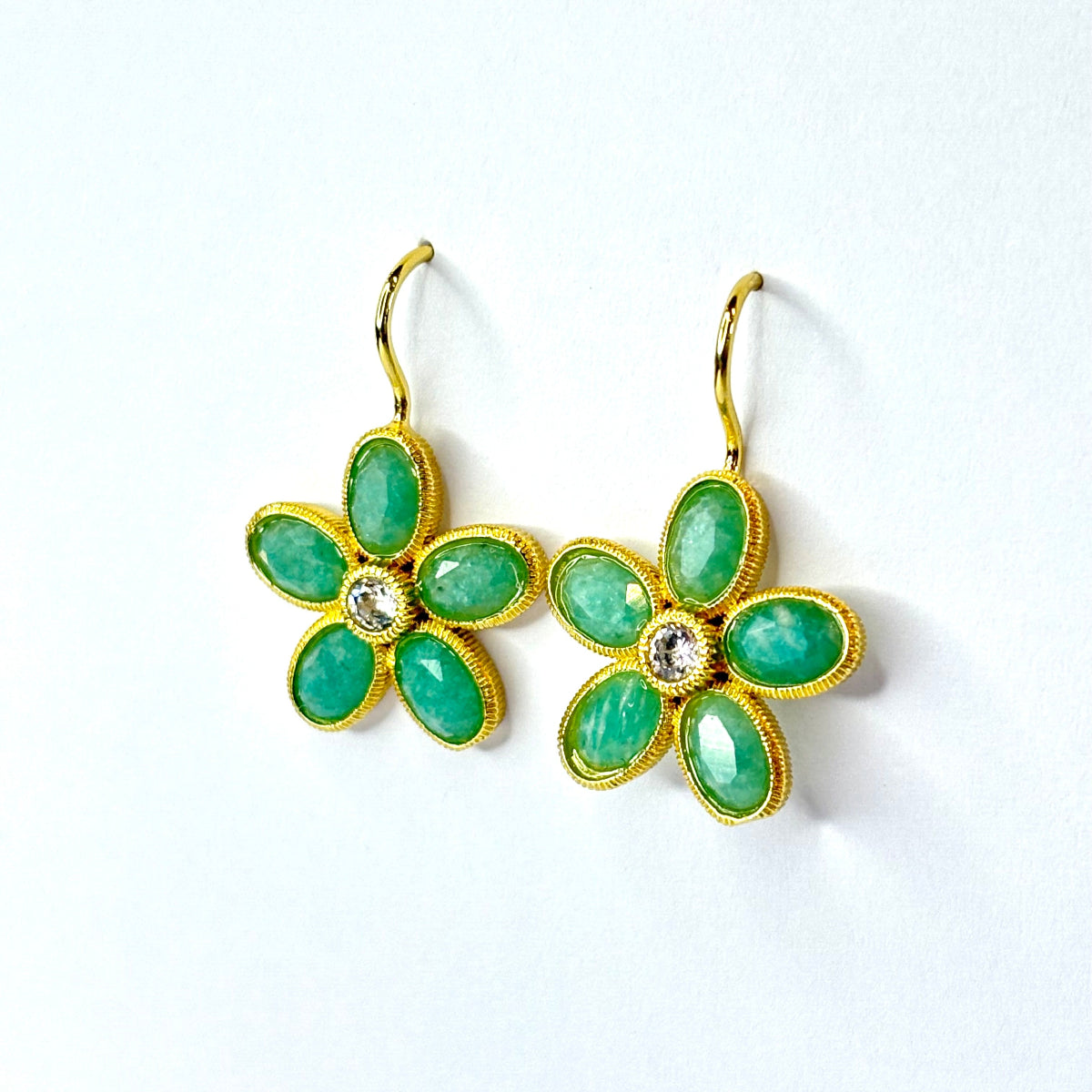 boucles d'oreilles lupita fleur acier aventurine