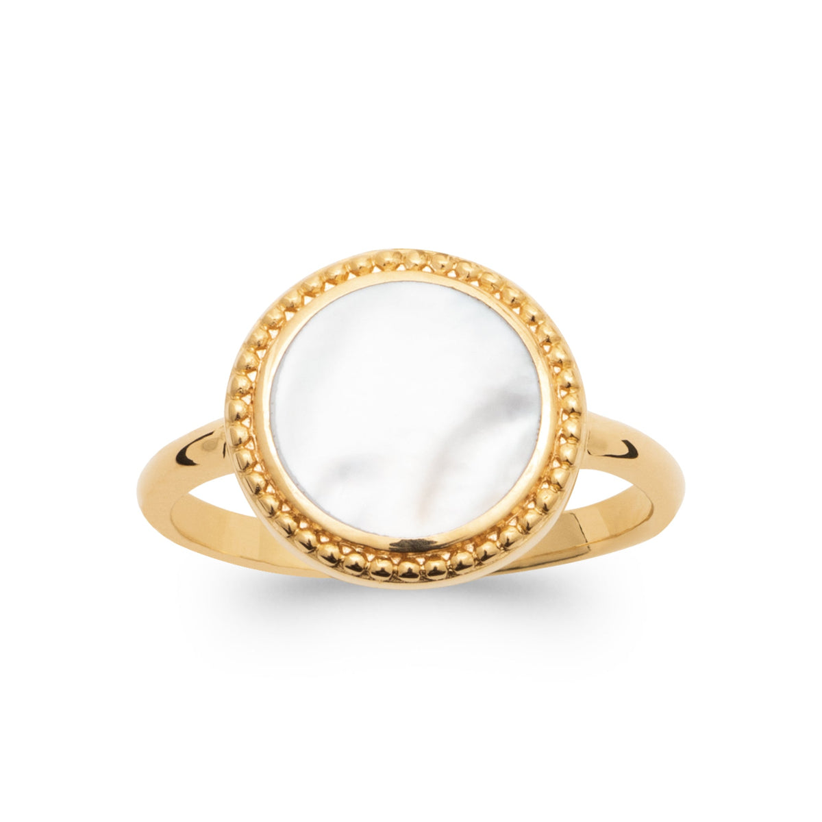 bague flor nacre blanche et plaqué or