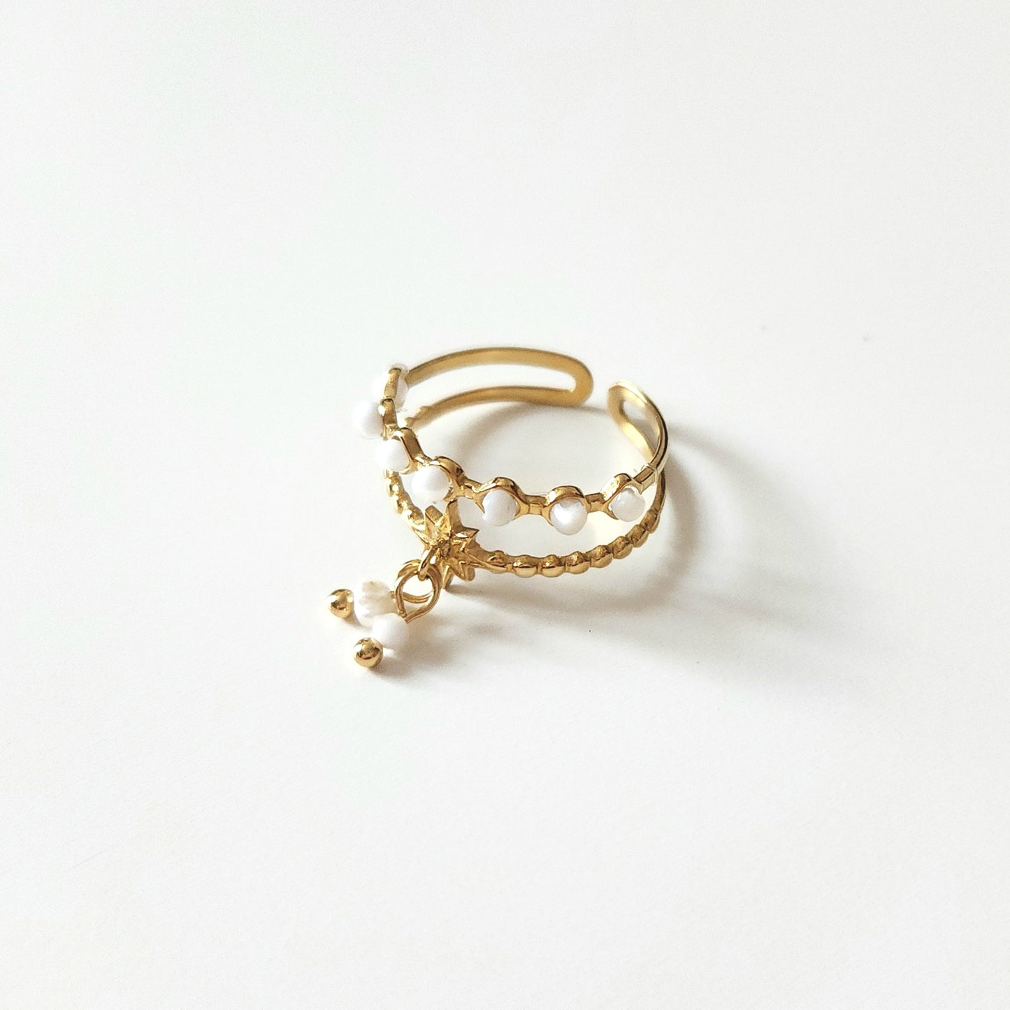 Bague Lupita et pierres de lune acier inoxydable
