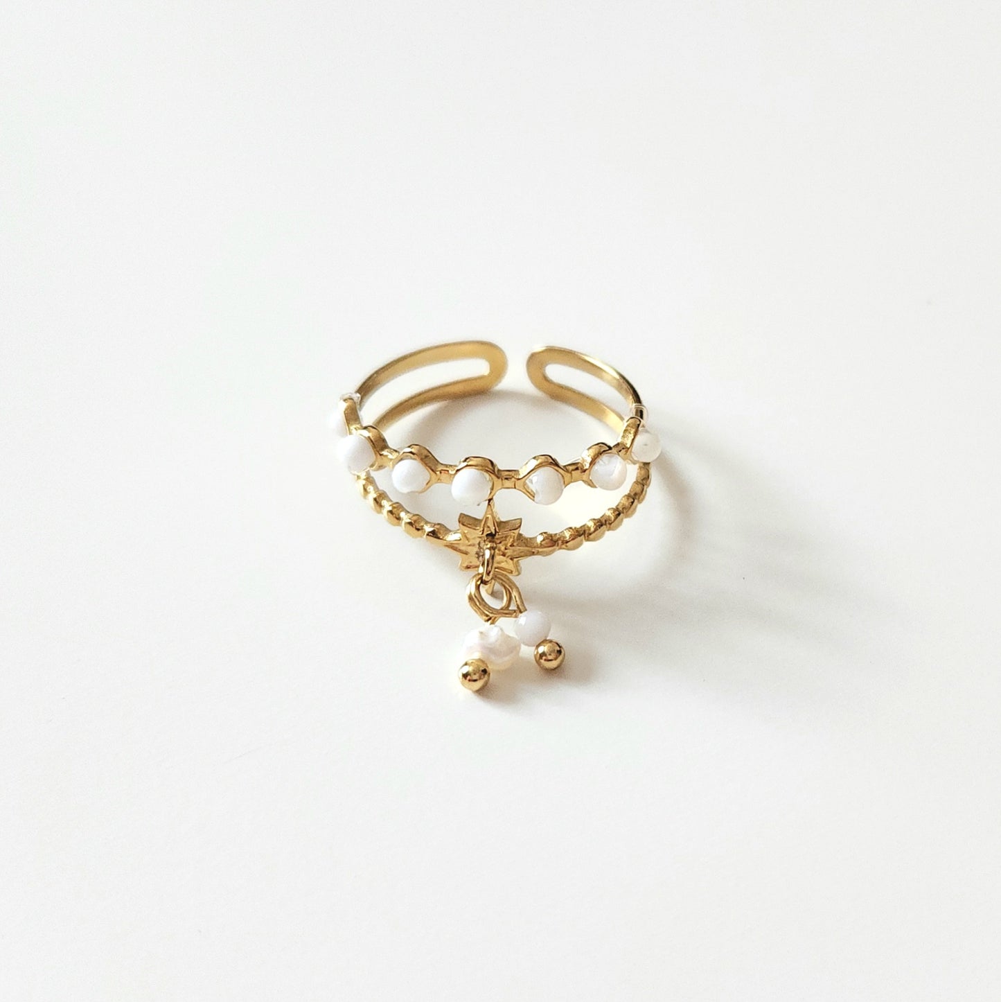 Bague Lupita et pierres de lune acier inoxydable