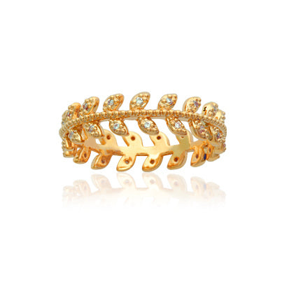 Bague Laurier Strass plaqué or
