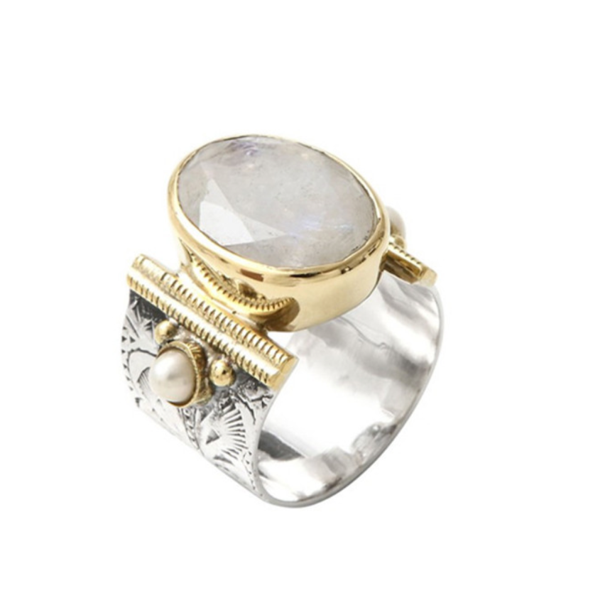Bague Théa Ethnique argent et Pierres semi-précieuses
