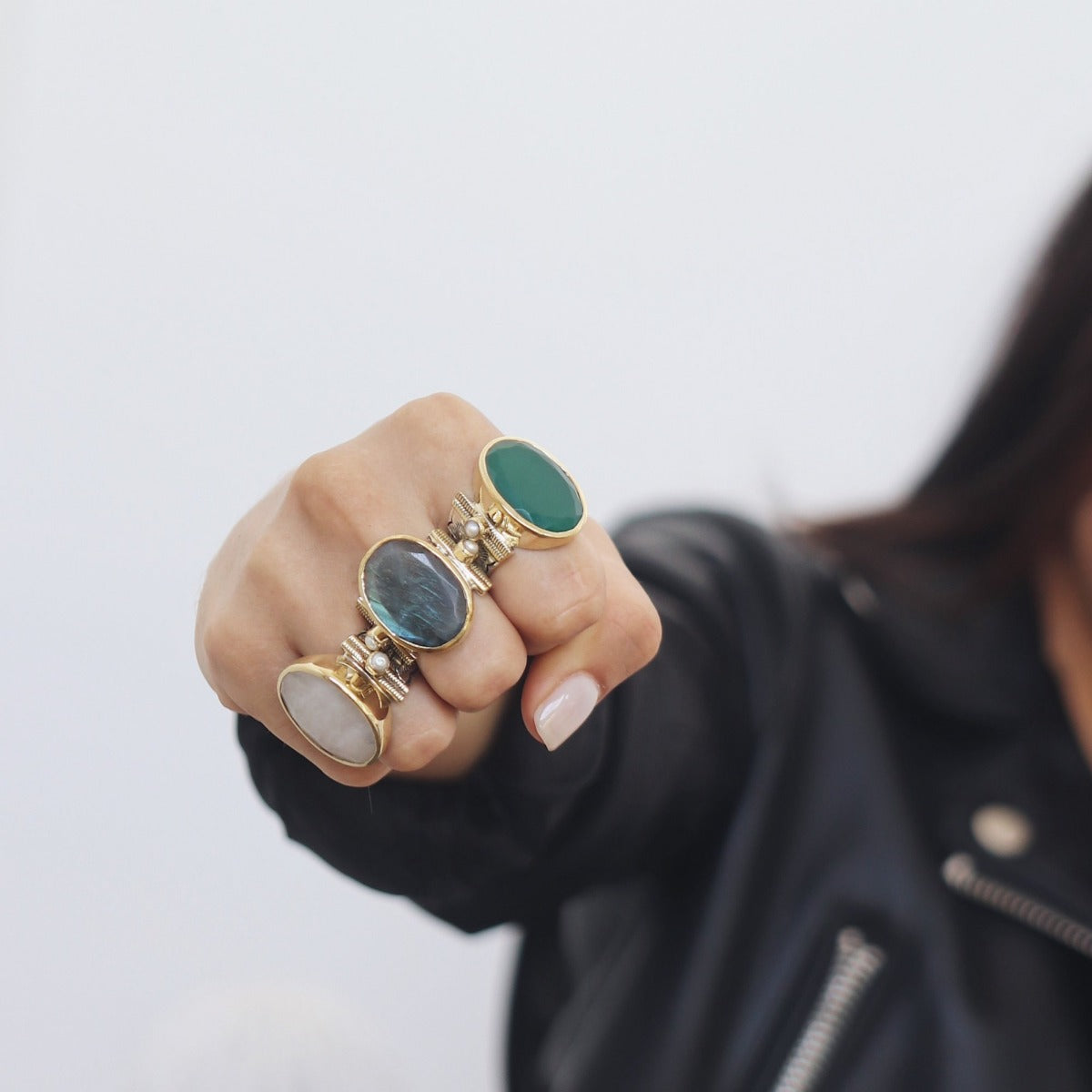 Bague Roma Ethnique argent et pierres semi-précieuses