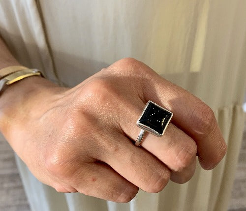 Bague argent et onyx