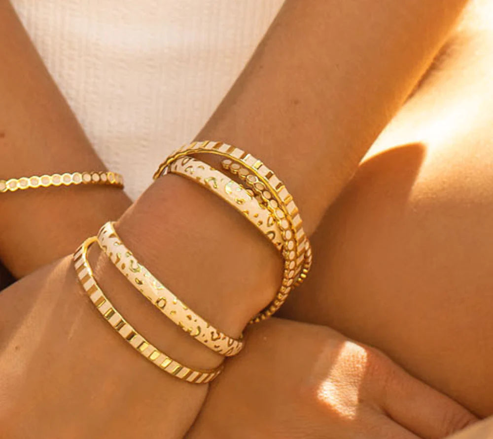 Bracelet jonc Tina Blanc sable cloisonné