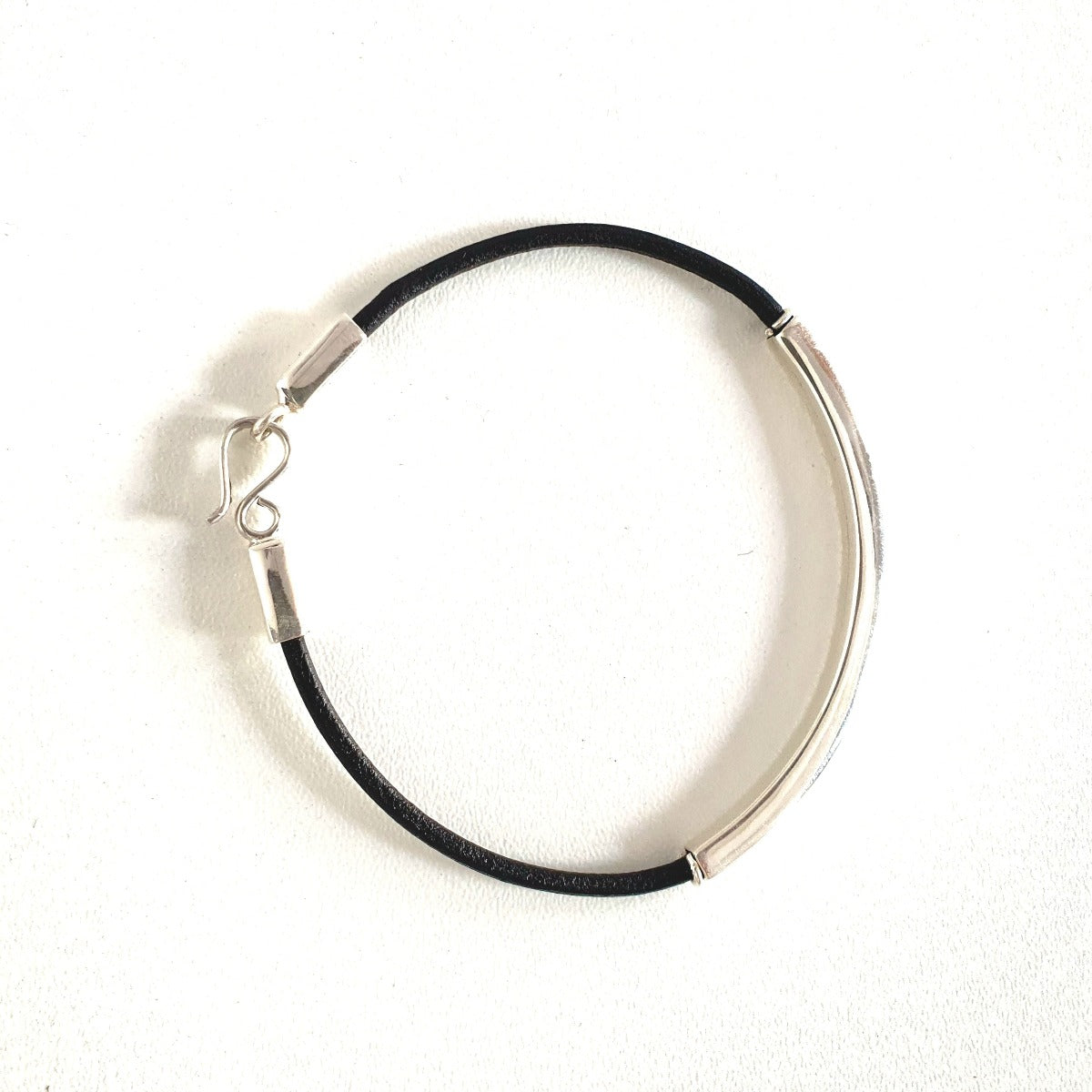 Bracelet Homme en argent et cuir