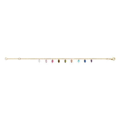 Bracelet Gloria plaqué or 18 carats et pampilles en oxyde de zirconium coloré
Bracelet ajustable 
Bracelet plaqué or 18 carats et zircons colorés
Bijouterie Paris 16
Bijoux plaqué or Paris 16