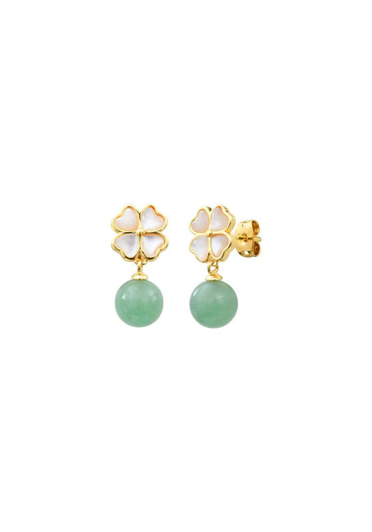 Boucles d'oreilles Solaro acier inoxydable nacre et aventurine