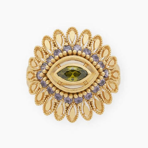 Bague Ayla Violet Virginie Berman Gris Bijoux
Laiton plaqué or trois microns
Zircons violet et vert péridot
Marque française
Créatrice de bijoux française
Bijoux made in France 