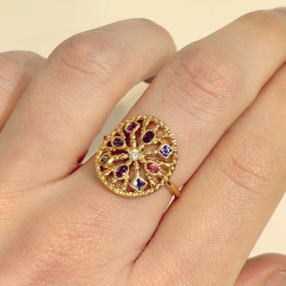 Bague plaquée or et zircons multicolores Luhanne - Gris Collection