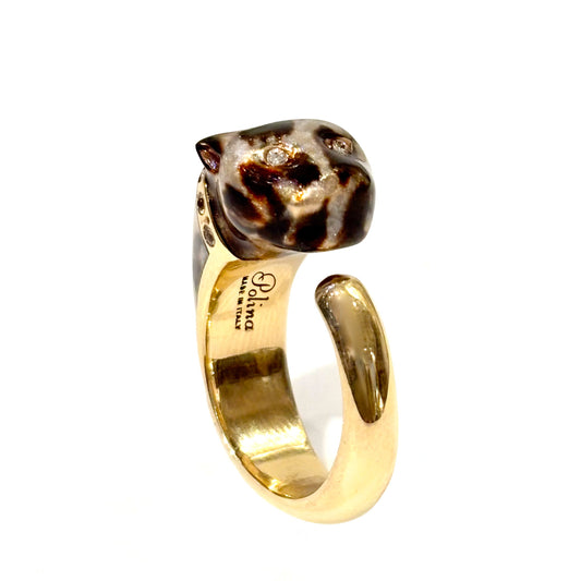Bague Polina Firenze plaquée or 
Tête de panthère motif Léopard
Bijou Luxe accessible 
Made in Italy
Fait à la main