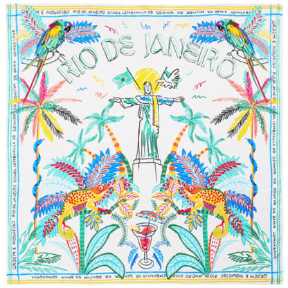 foulard wild by hipanema
bahia blanc et motifs colorés inspirés de Rio de Janeiro 
