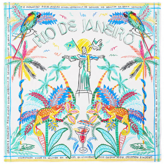foulard wild by hipanema
bahia blanc et motifs colorés inspirés de Rio de Janeiro 
