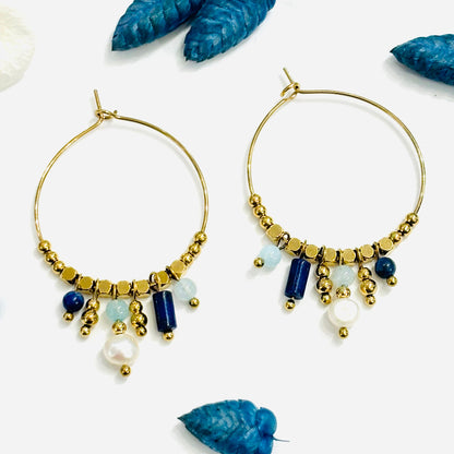 Boucles d'oreilles Eléa en pierres naturelles