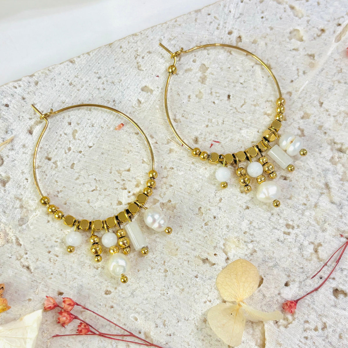 Boucles d'oreilles Eléa en pierres naturelles
