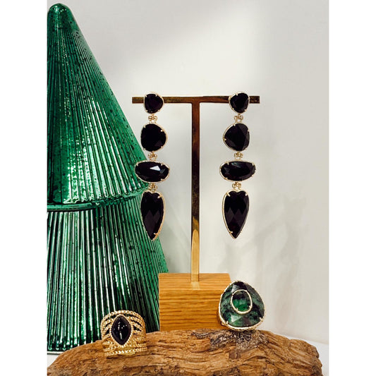 Boucles d'oreilles onyx Mona - Gris Collection