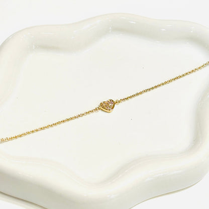 Bracelet TENDRESSE
Plaqué or et oxydes de zirconium 
Coeur 