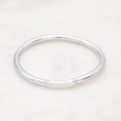 jonc bouddhiste argenté épais