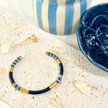 Bracelet jonc eros bleu et doré