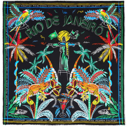 Foulard Bahia mini noir
 Wild by Hipanema
foulard coloré, inspiré du Brésil, 
collection été 2026 
Matière : 100% viscose
Dimension : 55x55cm