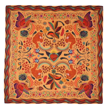 Foulard femme Wild by Ipanema
Couleur : Beige, Motifs animaux, floral, étoiles mauves , violets, oranges terracotta, turquoise
Taille : 55 cm x 55 cm 
Matière : Viscose
Idée cadeau femme, accessoire tendances, idée cadeau noel , boho chic