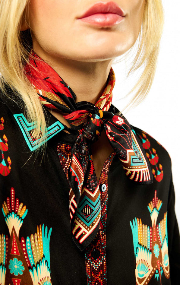 Mini Foulard carré Nouveau Western Noir 
Wild by Hipanema
55x55cm