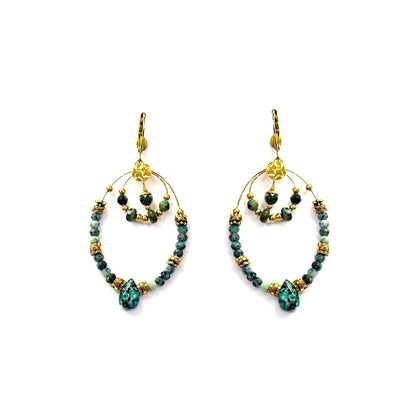 Boucles d'oreilles acier et turquoise africaine Flora - Gris Collection