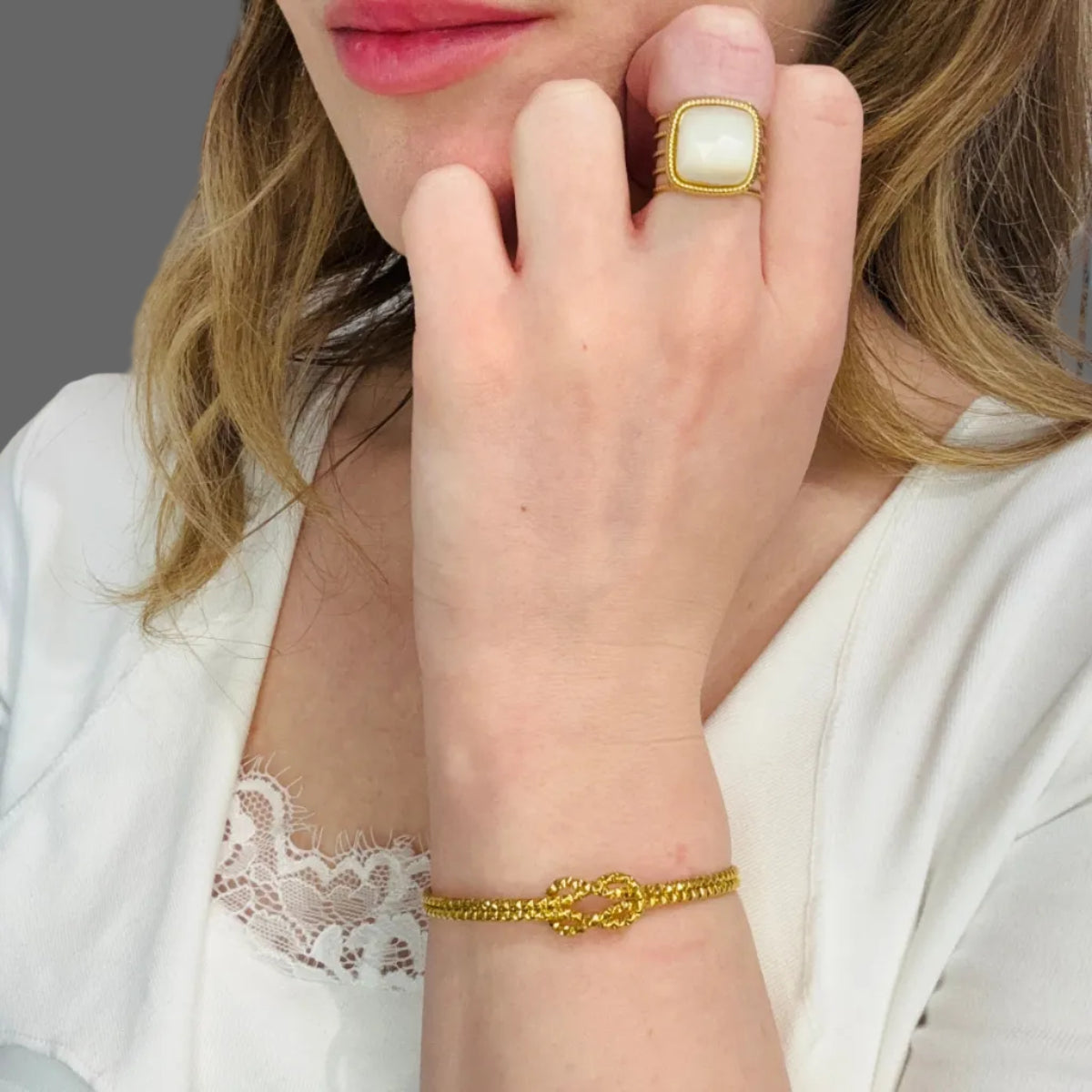 Bijoux 
bague et jonc acier inoxydable doré