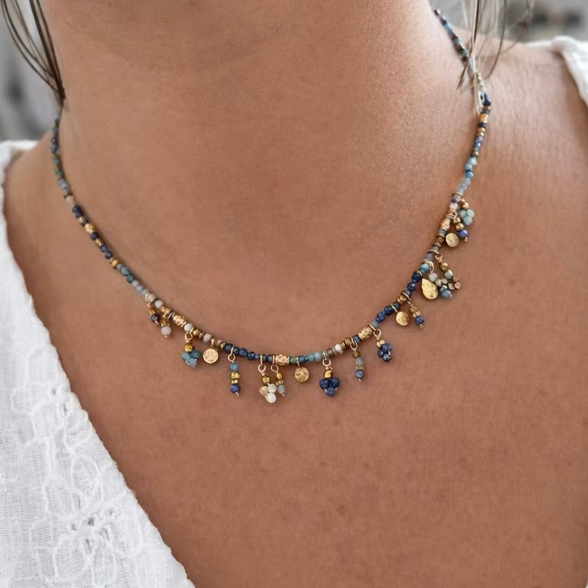 Collier Eva en lapis lazuli, pierres naturelles
