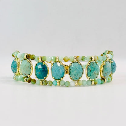 Bracelet Isaure Gris Bijoux en amazonite naturelle
Bracelet pierres naturelles bleues
Bracelet acier inoxydable 
Bracelet ajustable 
Bracelet tendance été 2026 boho chic 
Bijoux pierres naturelles Paris