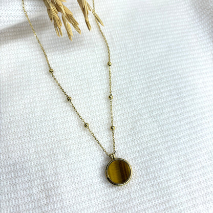 collier Lilou acier inxoydable oeil du tigre