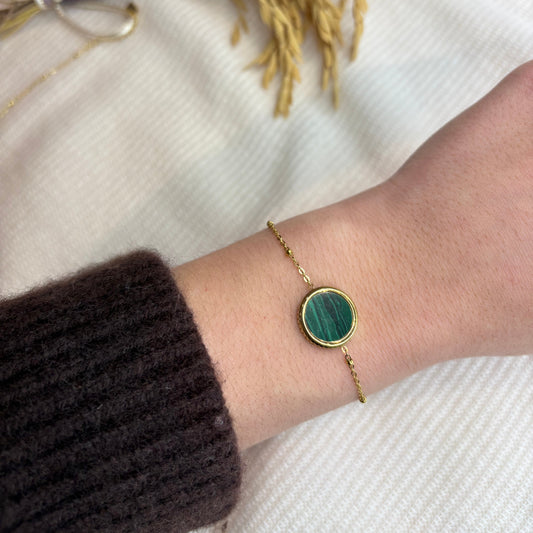 bracelet lilou acier inoxydable malachite