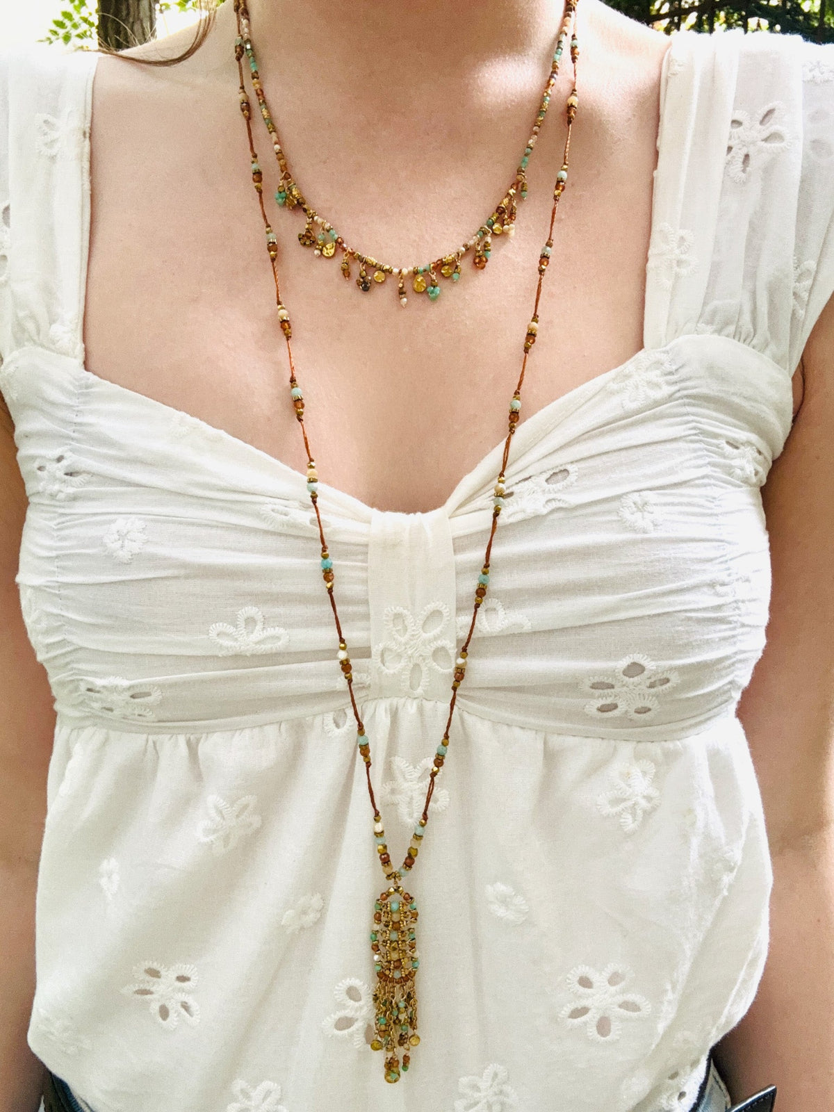 Sautoir cordon pierres naturelles
collier pierres naturelles
acier inoxydable doré
