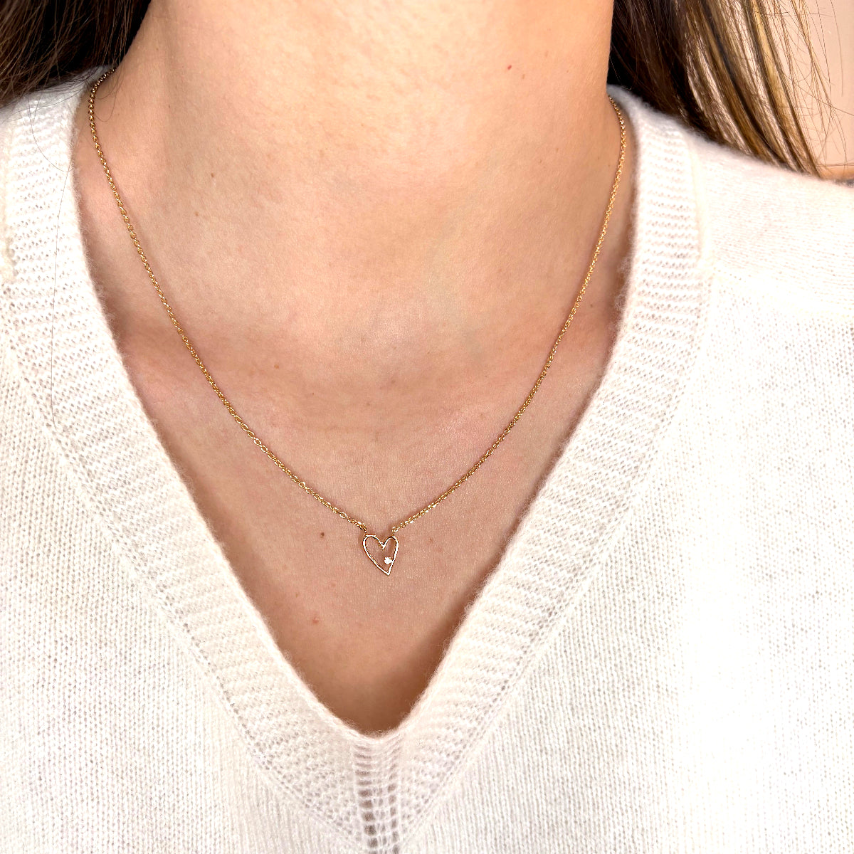 Collier cœur Amélie plaqué or et zirconium