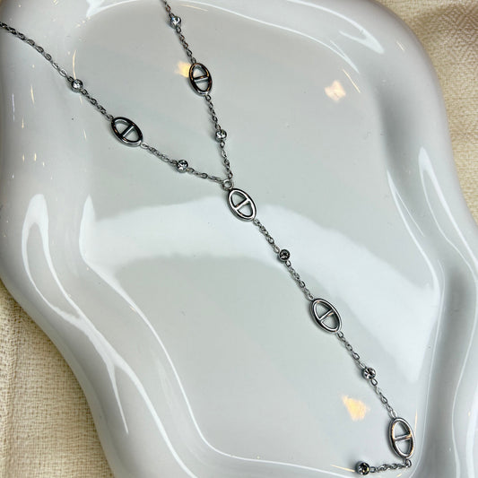 collier maille marine en Y acier inoxydable