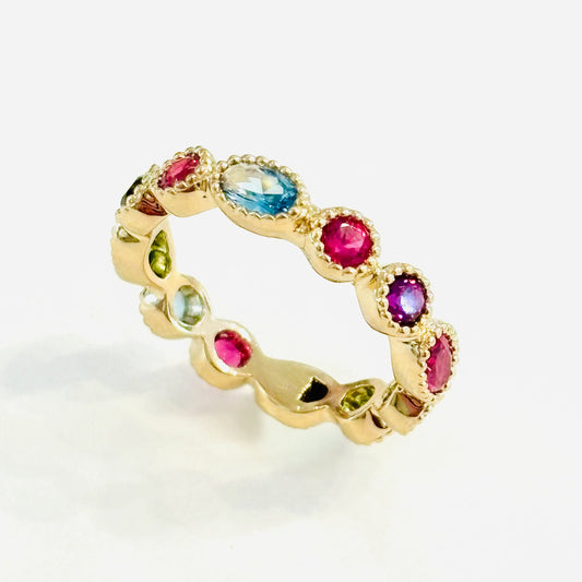 Bague Gemma plaqué or 18 carats et oxydes de zirconium colorés 
Bague tendance été
Bague plaqué or 
Bijouterie Paris 16
Bijoux plaqué or Paris