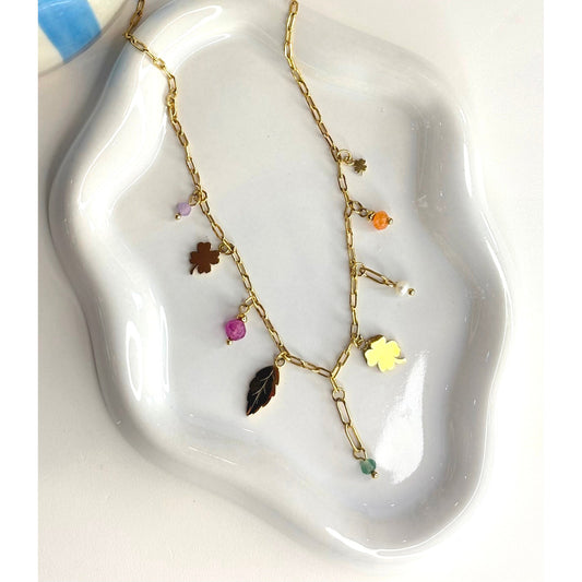 collier pampilles marisol acier doré et pierres