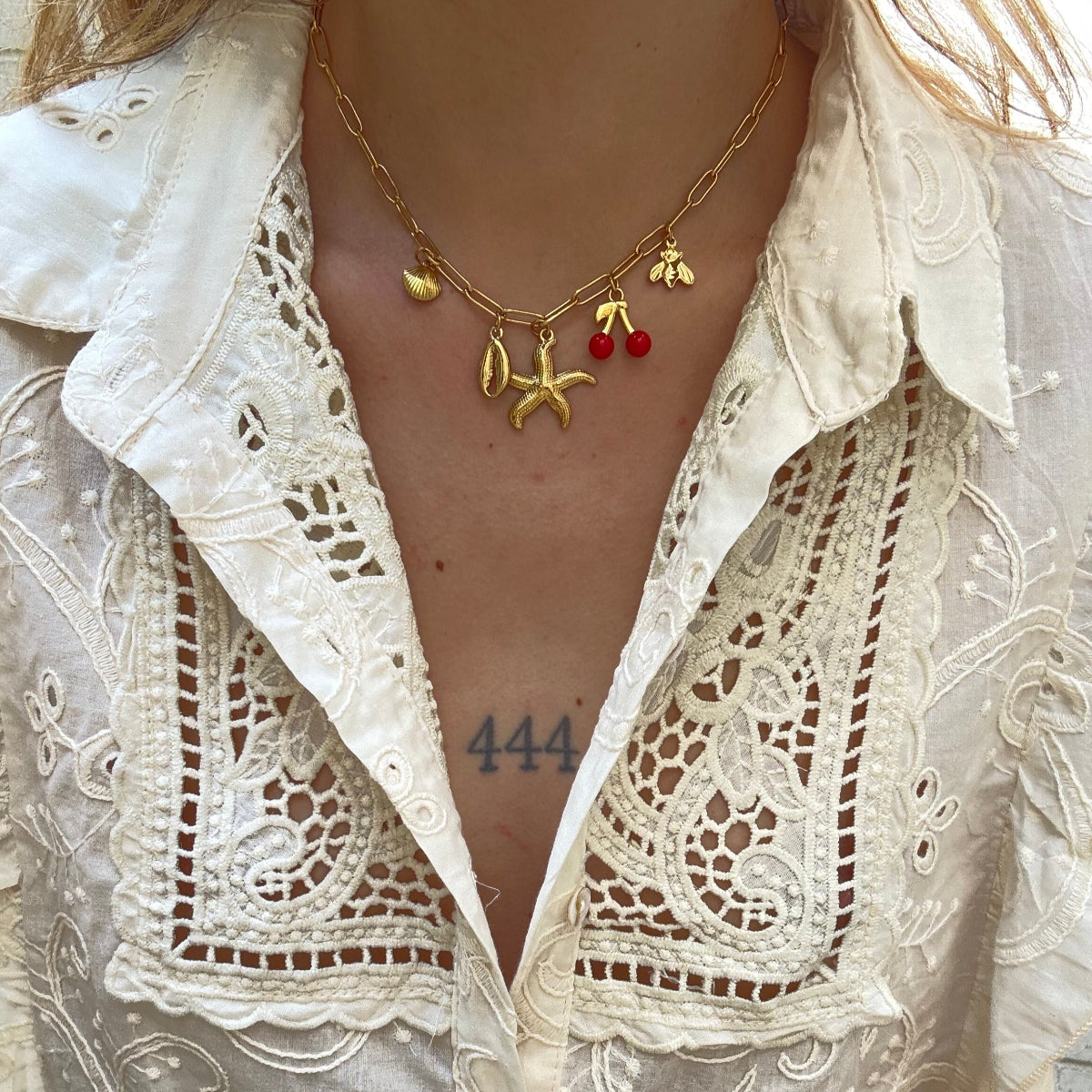 collier cereza porté acier inoxydable