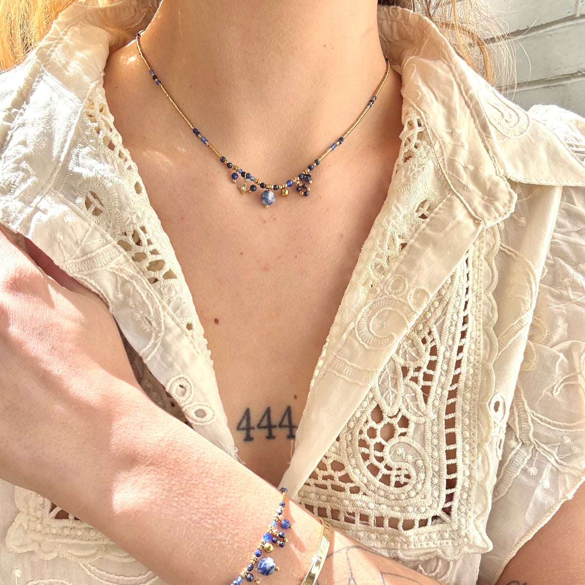 collier lupita lapis lazuli acier inoxydable