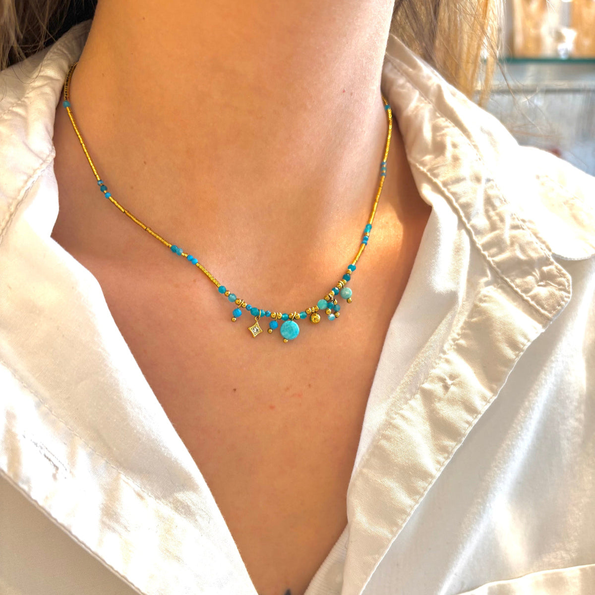 collier lupita turquoise^et aventurine