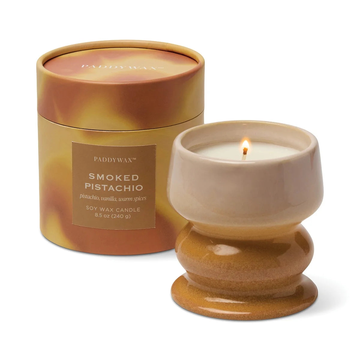 Bougie céramique couleur en dégradé Smoked Pistachio de Paddywax
Bougie parfumée épicée