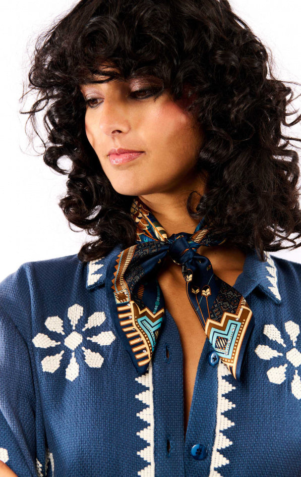 Mini Foulard porté Nouveau Western Bleu Wild by Hipanema