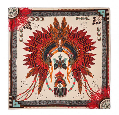 Foulard mini Nouveau Western Wild by Ipanema
Taille : 55 cm x 55 cm 
Matière : Viscose 
Toucher soie
Coloris fond beige clair motif amérindien terracotta , orange , turquoise , noir et marron
Idée de cadeau tendance, idée cadeau de noel , accessoires tendances , boho chic 