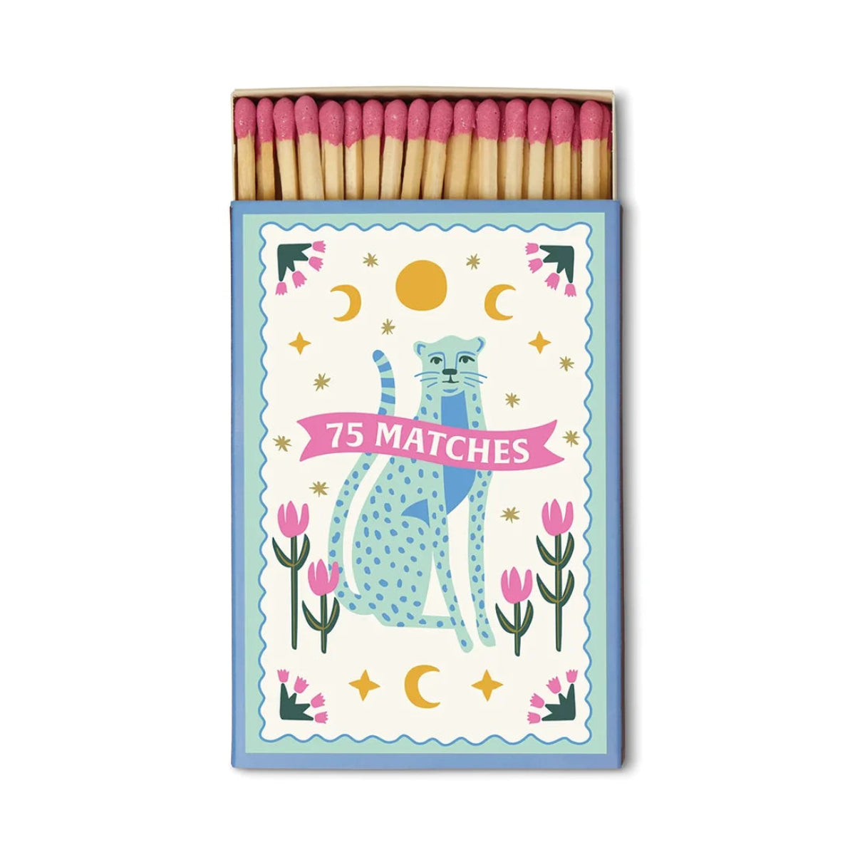 Allumettes a dopo léopards bleus blue cheetahs 
Allumettes 75 pièces 
Allumettes Paddywax Léopard bleu 