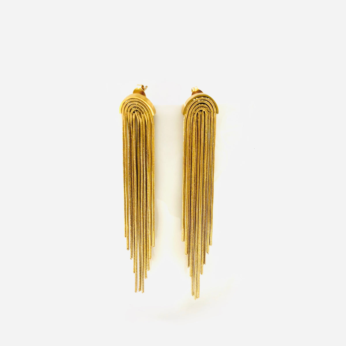 boucles d'oreilles acier inoxydable doré pour oreilles percées fines chaines en cascade 