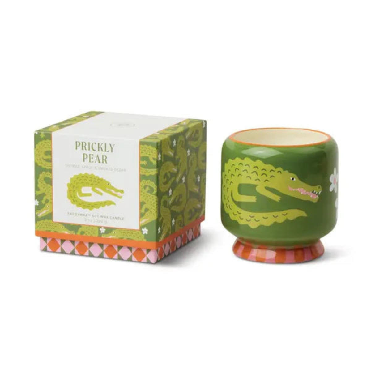 Bougie Paddywax
Collection A DOPO 
Bougie Crocodile Prickly Pear 
Composée de cire de soja, entonoir en céramique